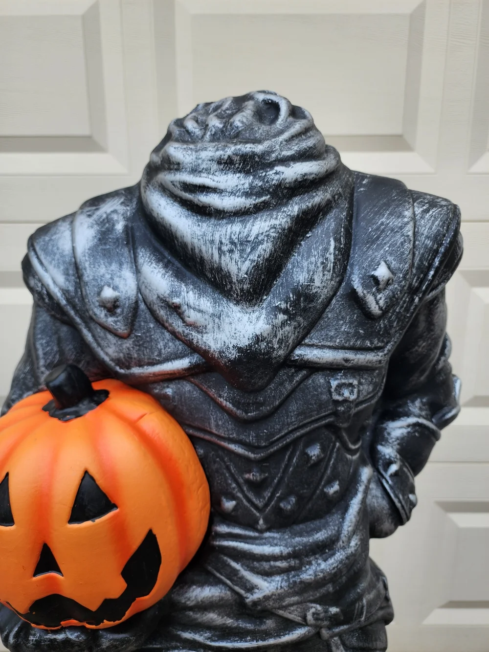 Headless Halloween XL LightupStatue with Orange Pumpkin - Black Finish 50